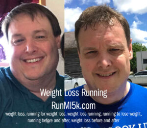 Weight loss running before and after transformation showing a male runner from April to July